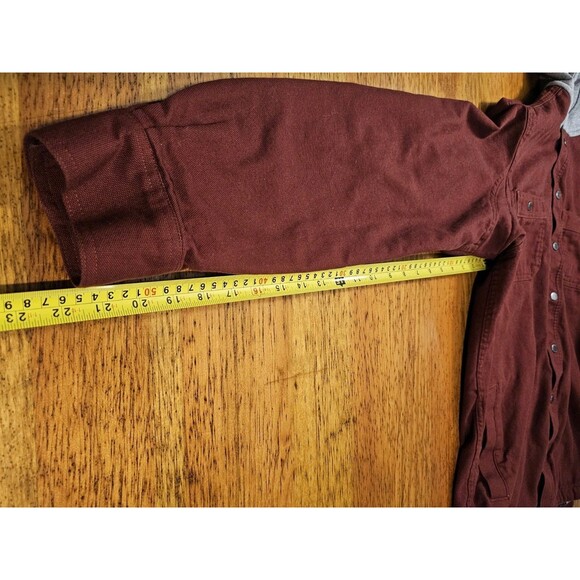 Duluth Trading Jacket Jack Fire Hose Flannel Lined Limber Red Canvas Snap Sz M - Picture 11 of 11